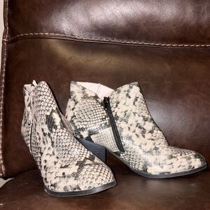 Style & Co. Snakeskin Ankle Boots - Black and Cream